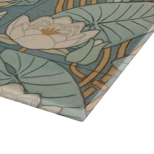 Water Lilies Lily Art Nouveau Natur Schneidebrett (Ecke)