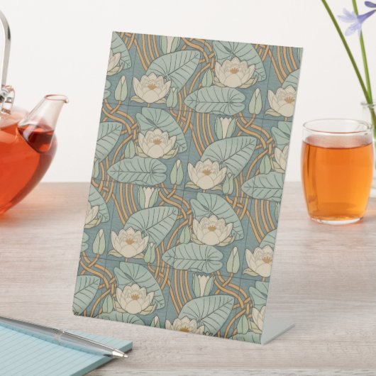 Water Lilies Lily Art Nouveau Natur Sockelschild (In Situ)