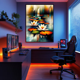 Water Lilies - Minimalistische kubistische Vision Poster