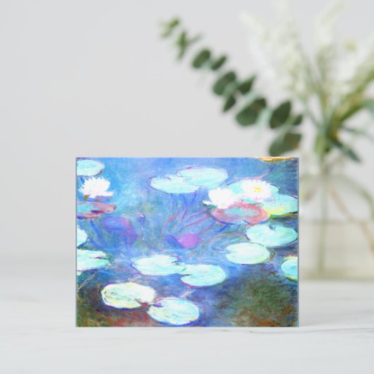 Water Lilies, Pink - Schöne Kunst von Claude Monet Postkarte (Stehend Vorderseite)