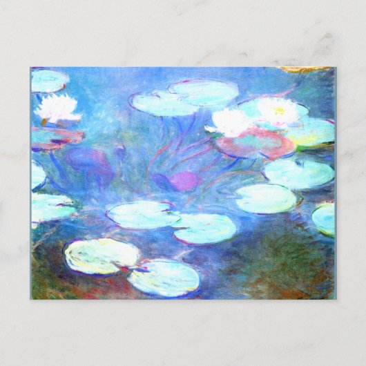 Water Lilies, Pink - Schöne Kunst von Claude Monet Postkarte (Vorderseite)