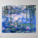 Water Lilies Poster<br><div class="desc">Claude Monet Kunstwerk: Wasserlilien und weinende Weiden auf einem Teich,  der die herrliche Wolke reflektiert,  erfüllten den blauen Himmel.</div>