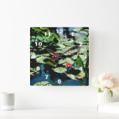 Water Lilies Quadratische Wanduhr (Zuhause)