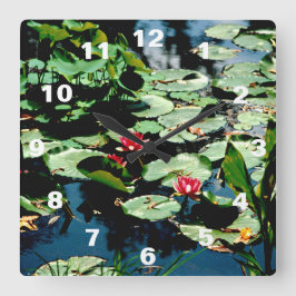 Water Lilies Quadratische Wanduhr