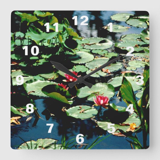 Water Lilies Quadratische Wanduhr (Vorderseite)