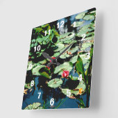 Water Lilies Quadratische Wanduhr (Winkel)
