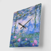 Water Lilies Quadratische Wanduhr (Winkel)