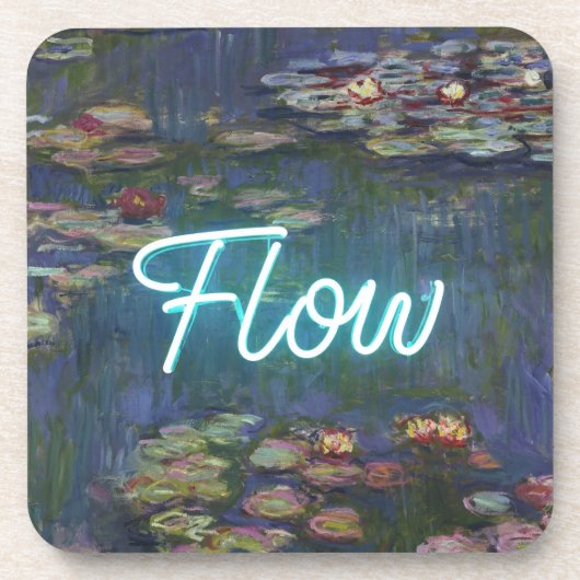 Water Lilies Remix – Neon “FLOW” Wall Art & Gifts Getränkeuntersetzer (Vorderseite)