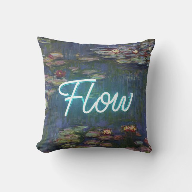 Water Lilies Remix – Neon “FLOW” Wall Art & Gifts Kissen (Vorderseite)