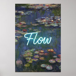Water Lilies Remix – Neon “FLOW” Wall Art & Gifts Poster