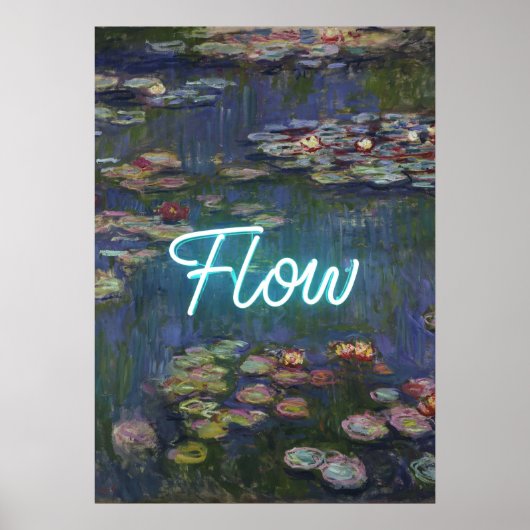 Water Lilies Remix – Neon “FLOW” Wall Art & Gifts Poster (Vorne)