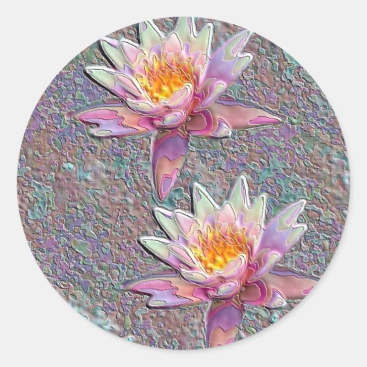 Water Lilies Runder Aufkleber (Vorderseite)