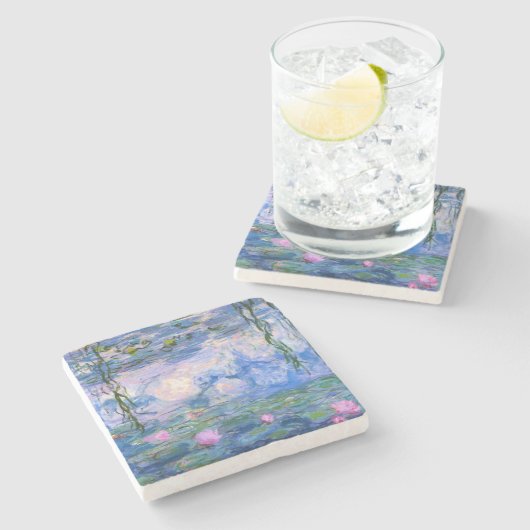 Water Lilies Steinuntersetzer (Seitenansicht)