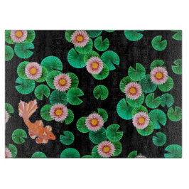 Water Lilies und Koi Fish Glass Cutting Board Schneidebrett