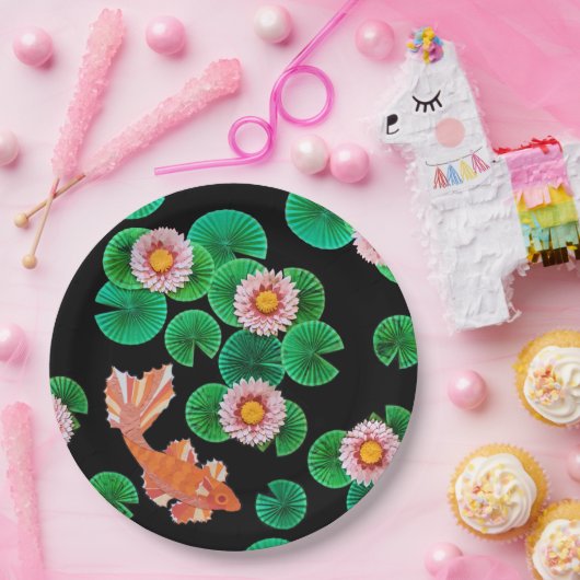 Water Lilies und Koi Fish Paper Teller (Party)