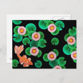 Water Lilies und Koi Fish Postcard Postkarte (Vorne/Hinten)