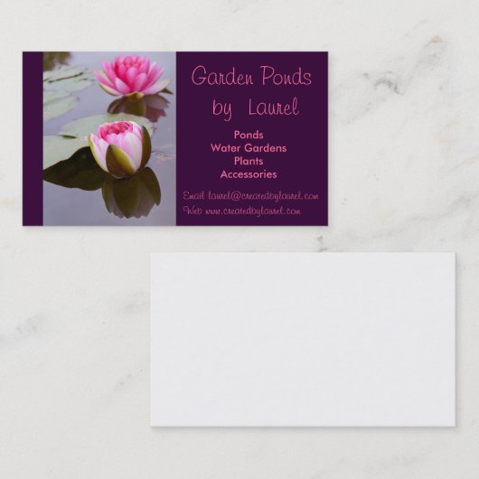 Water Lily Business Card Visitenkarte (Vorne/Hinten)