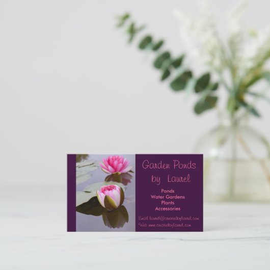 Water Lily Business Card Visitenkarte (Stehend Vorderseite)