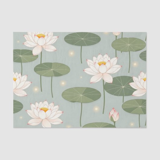 Water Lily Lotus Pond Pattern Seidenpapier (Vorderseite)