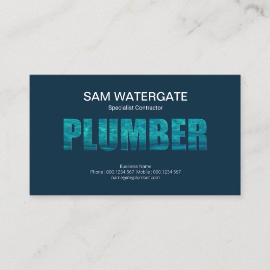 Water Log Plumber Signage Plumbing Service Visitenkarte (Vorderseite)