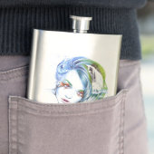 Water Meerjungfrau Mädchen Surreal Fantasy Portrai Flachmann (Beispiel)