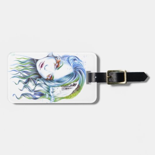 Water Meerjungfrau Mädchen Surreal Fantasy Portrai Gepäckanhänger (Vorderseite horizontal)