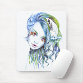 Water Meerjungfrau Mädchen Surreal Fantasy Portrai Mousepad