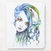 Water Meerjungfrau Mädchen Surreal Fantasy Portrai Mousepad (Vorne)