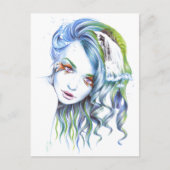 Water Meerjungfrau Mädchen Surreal Fantasy Portrai Postkarte (Vorderseite)