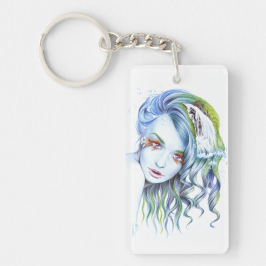 Water Meerjungfrau Mädchen Surreal Fantasy Portrai Schlüsselanhänger (Vorderseite)