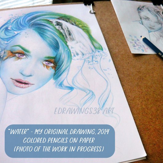 Water Meerjungfrau Surreal Fantasy Portrait Art Poster