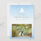 Water Meets Sky Watercolor Wedding Dankeskarte (Vorderseite)