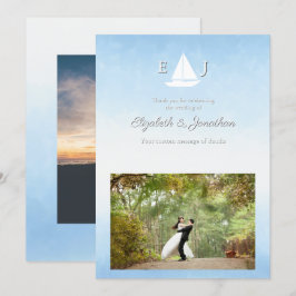 Water Meets Sky Watercolor Wedding Dankeskarte