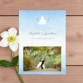 Water Meets Sky Watercolor Wedding Dankeskarte