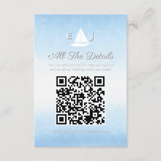 Water Meets Sky Watercolor Wedding Details Begleitkarte (Vorderseite)