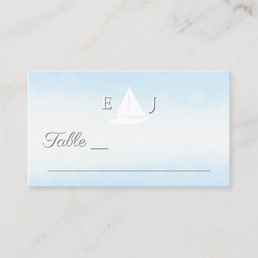 Water Meets Sky Watercolor Wedding Platzkarte (Vorderseite)