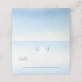 Water Meets Sky Watercolor Wedding Platzkarte (Außenseite Aufgefaltet)