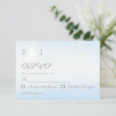 Water Meets Sky Watercolor Wedding RSVP Karte (Stehend Vorderseite)