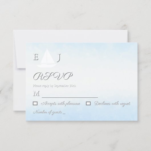 Water Meets Sky Watercolor Wedding RSVP Karte (Vorderseite)