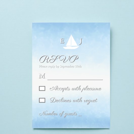 Water Meets Sky Watercolor Wedding RSVP Karte