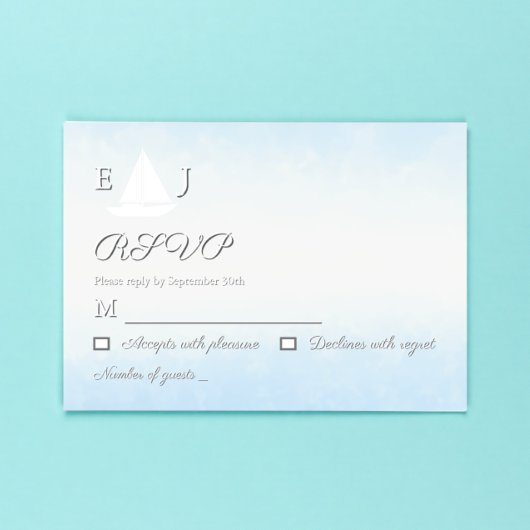 Water Meets Sky Watercolor Wedding RSVP Karte