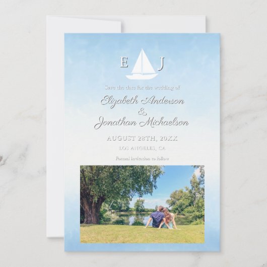 Water Meets Sky Watercolor Wedding Save The Date (Vorderseite)