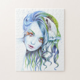 Water Mermaid Girl Surreal Fantasy Portrait Art Puzzle