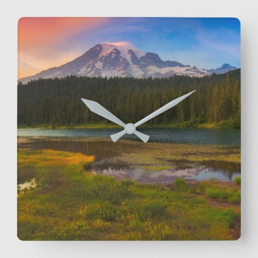 Water | Mt. Rainier National Park, Washington Quadratische Wanduhr (Vorderseite)