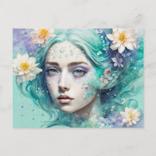 Water Nymph with Lotus Flowers Postkarte