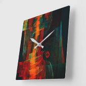 Water Orange Red Blue Modern Abstract Art Pattern Quadratische Wanduhr (Winkel)