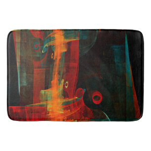 Water Orange Red Blue Modernes Abstraktes Kunstmus Badematte