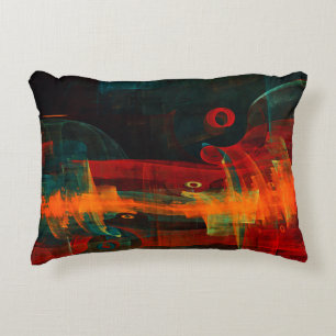 Water Orange Red Blue Modernes Abstraktes Kunstmus Dekokissen