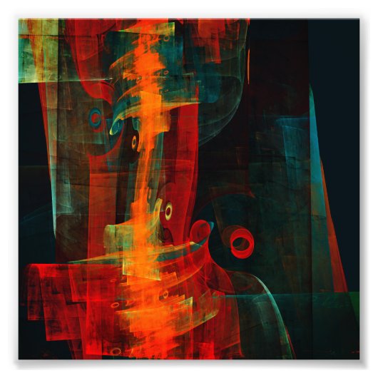 Water Orange Red Blue Modernes Abstraktes Kunstmus Fotodruck (Vorne)
