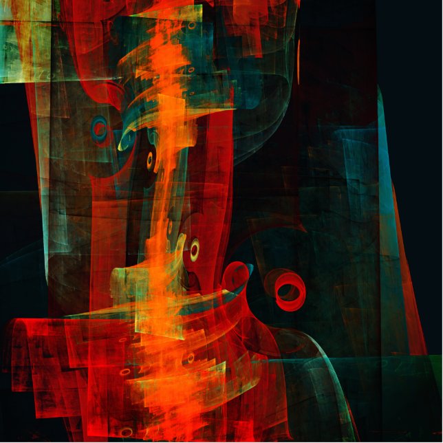 Water Orange Red Blue Modernes Abstraktes Kunstmus Freistehende Fotoskulptur (Vorne)